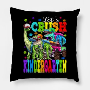 Let's Crush Kindergarten Monster Truck Dinosaur Back To School Pillow