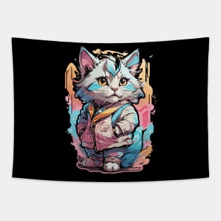 Cute Adorable Chibi Cat Design Tapestry