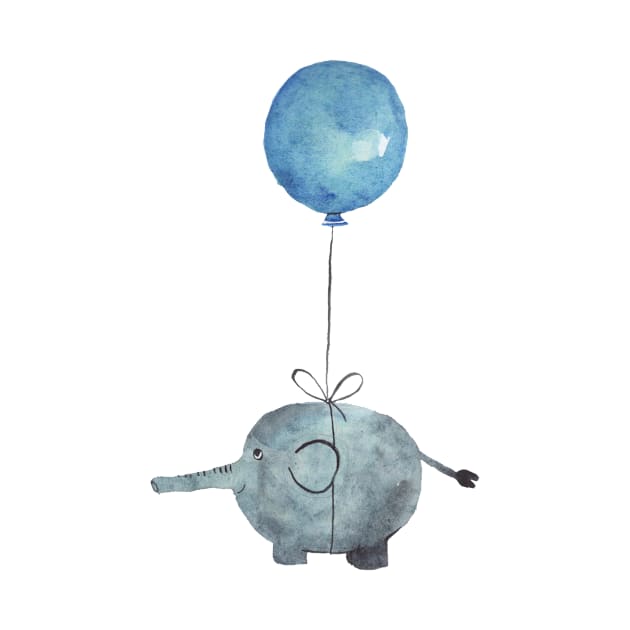 Blue air balloon and elephant by KaylaPhan