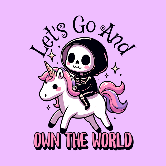 Let's Go& Own The World Cute Grim Reaper by WitchyArty