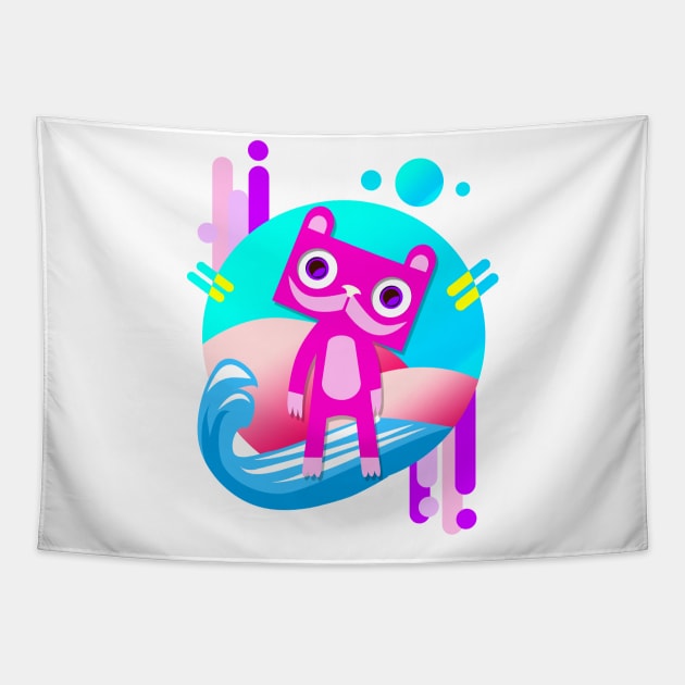 pink bear panter Tapestry by chachazart