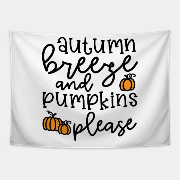 Autumn Leaves and Pumpkins Please Fall Halloween Cute Funny Tapestry by GlimmerDesigns