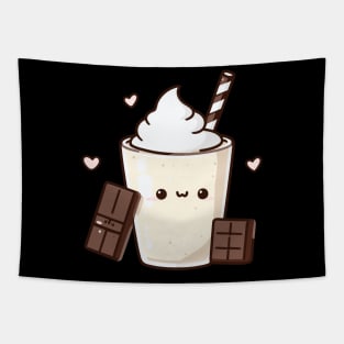 Kawaii Vanilla Milkshake and Chocolate with Hearts | Design for Kawaii Food Lovers Tapestry