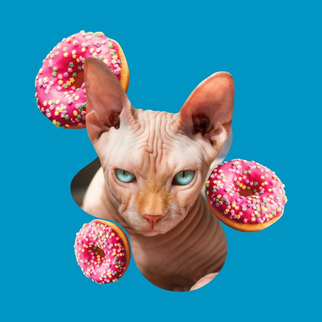 Sphynx cat with pink donuts by Arteria6e9Vena