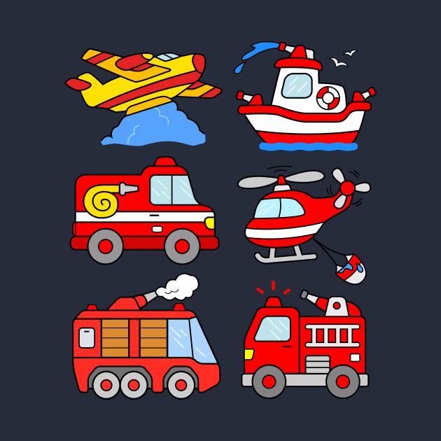 Toddler Firefighter Cars Firetrucks Kids by samshirts