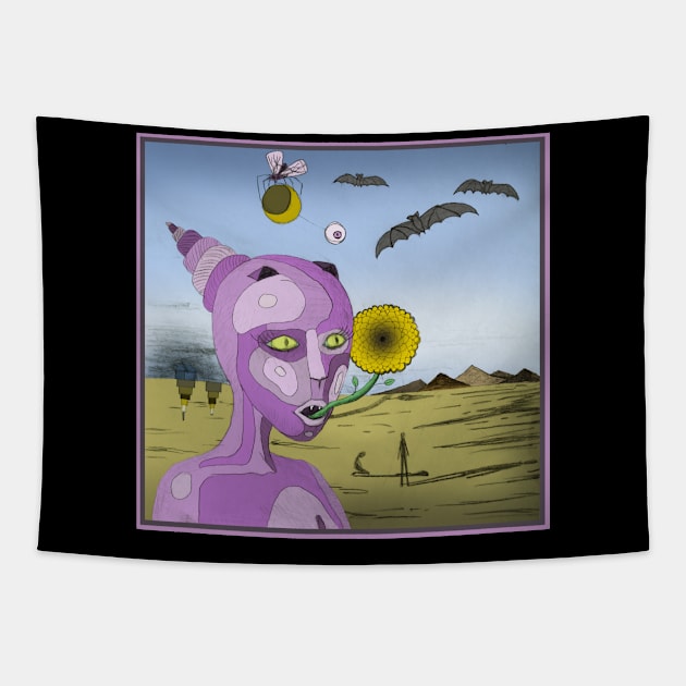 Mouth flower Tapestry by HanDraw