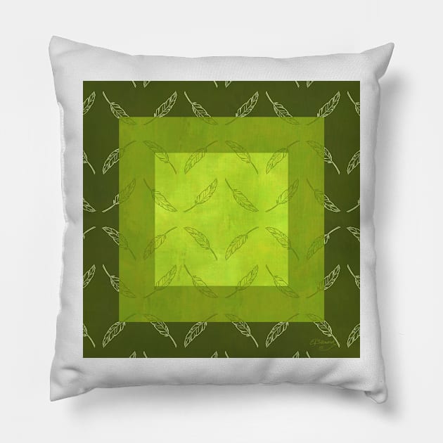 Green Palm Zig Zags! Pillow by ErinKantBarnard