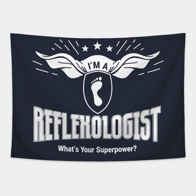 I'm a Reflexologist - What's Your Superpower? (white text) Tapestry by Balanceandharmonyforreflexologists