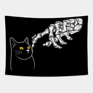 Halloween Cat black Lover Skeleton Hand Tapestry