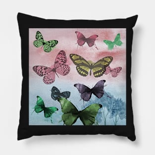 Butterfly Watercolor Graphic Art Inspiration, Colorful Happy Inspirational Design Home Decor, Apparel & Gifts Pillow