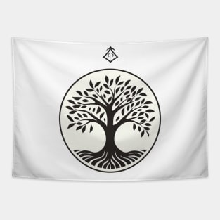 Contemporary Black Deciduous Tree Design Tapestry