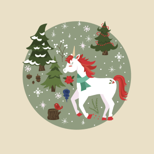 Christmas Unicorn Pattern T-Shirt