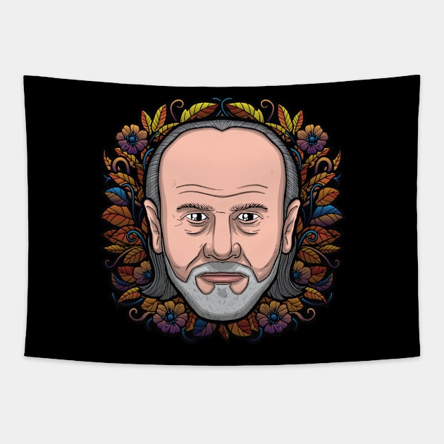 George Carlin (Flowered) Tapestry by Baddest Shirt Co.