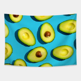 Simple Avocado Pattern on blue background Tapestry