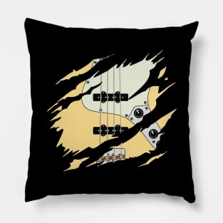 Ripped Bass Guitar J-Style Buttercream Color Pillow