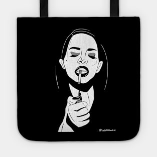 Aesthetic Smoking Girl (Black and white ) Tote