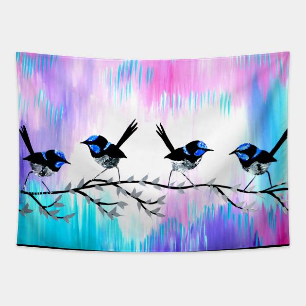 Watercolor Birds Tapestry by SheerJoy