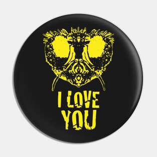 Fly Face says I Love You Yellow Version Pin