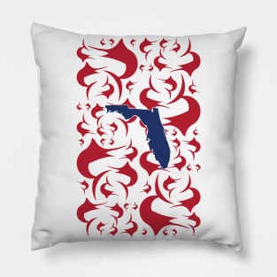 Florida engulfed in red Swordfish Marlin Pattern Pillow