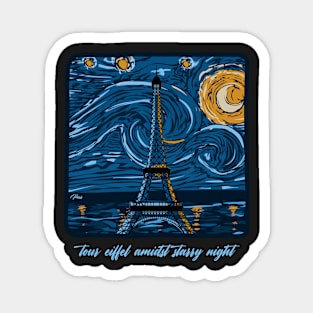 Tour eiffel amidst starry night Magnet