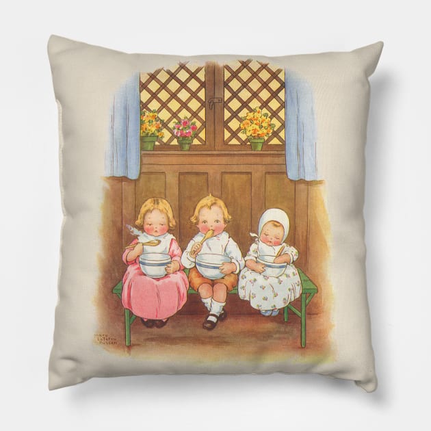 Vintage Pease Porridge Hot Nursery Rhyme Pillow by MasterpieceCafe