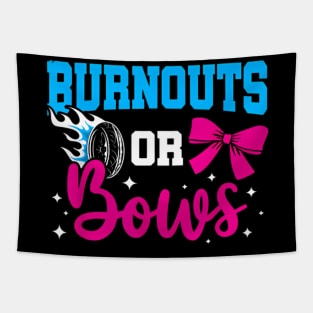 Burnouts or Bows Gender Reveal Baby Party Announcement Tapestry