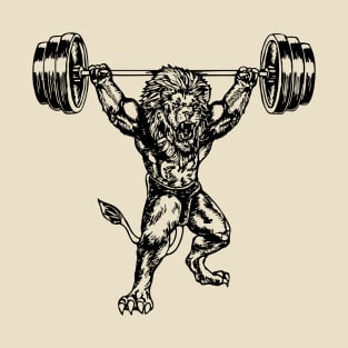 SEEMBO Lion Weight Lifting Barbells Fitness Gym Lift Workout T-Shirt