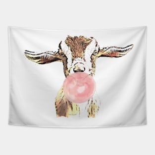 Funny Airplane Ears Goat With Pink Bubblegum Tapestry