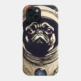 Cute Astronaut Pug in Space Vintage Surreal Collage Art Phone Case