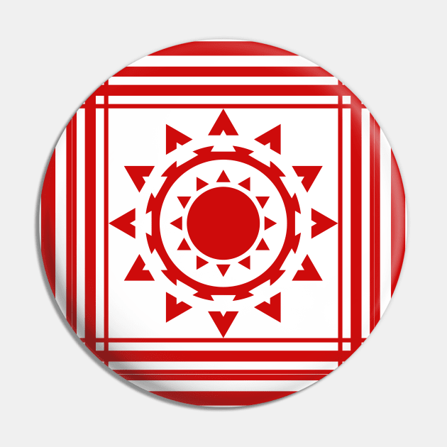 Red Bohemian Tribal Sun Pin by aybe7elf