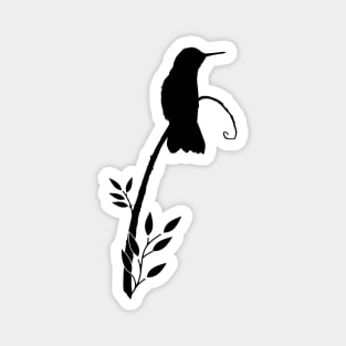 Hummingbird on Branch Black Bird Silhouette Magnet