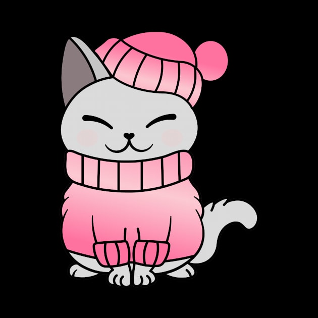 Cute Cozy Colorful Snow Winter Cat Kitty by Cute Cat Designs