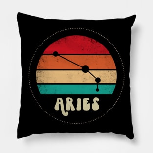 Aries Retro Sunset Pillow