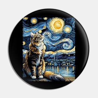 Sassy Starry Night Cat Shirt Astral Allure Pin