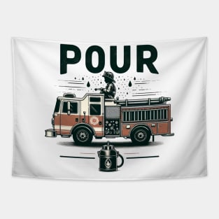 Kids 4 Year Old, 4th Birthday Boy Firefighter Fire Truck Tapestry