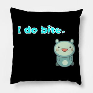 I do bite. cute 4 (White frame) Pillow