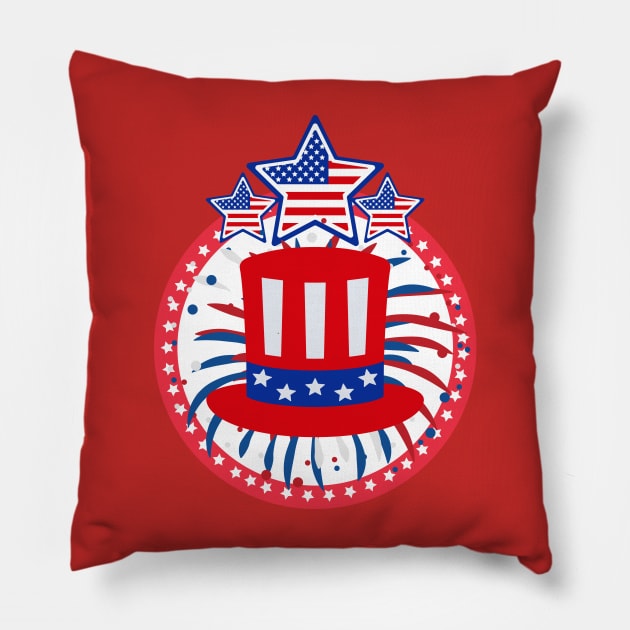 American Flag Star, usa hat, hat flag america , united state hat, united state flag stars, 4th of july,  Independence Day, i love america, my country , red blue white, gift for citizens Pillow by twitaadesign