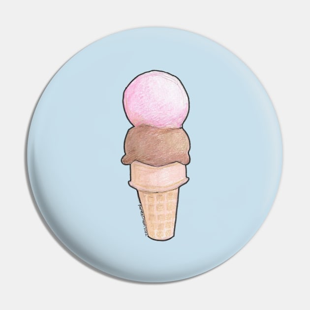 Double Scoop Pin by ReneeDixonArt