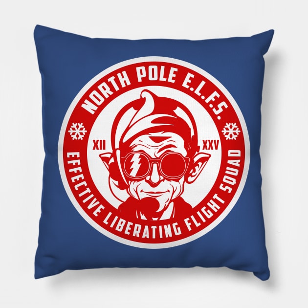 North Pole E.L.F.S. (Red) Pillow by PopCultureShirts