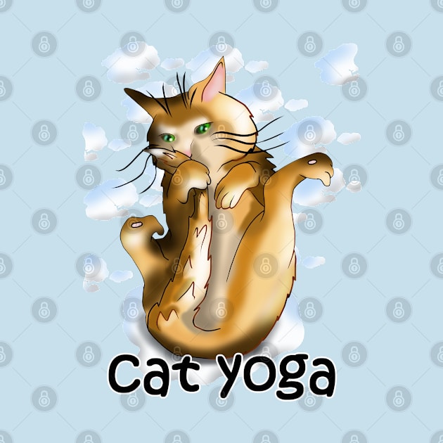 Yoga practice for a cartoon ginger cat by cuisinecat