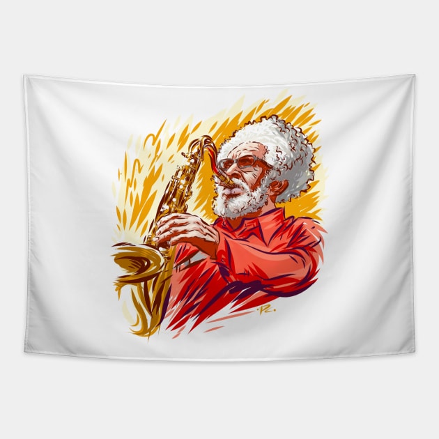 Sonny Rollins - An illustration by Paul Cemmick Tapestry by PLAYDIGITAL2020