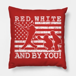 Funny Softball or Baseball Pitcher RED WHITE AND BY YOU Pitcher American Glag Pillow