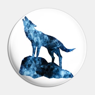 Howling Wolf blue sparkly smoke silhouette Pin