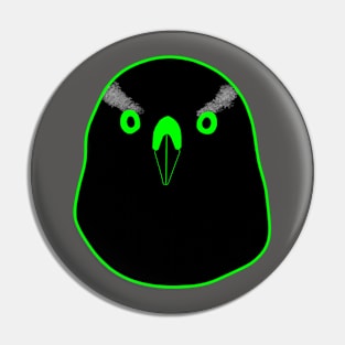 Black Goshawk with green eyes Pin