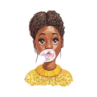 Afro-Amrican girl with chewing gum T-Shirt