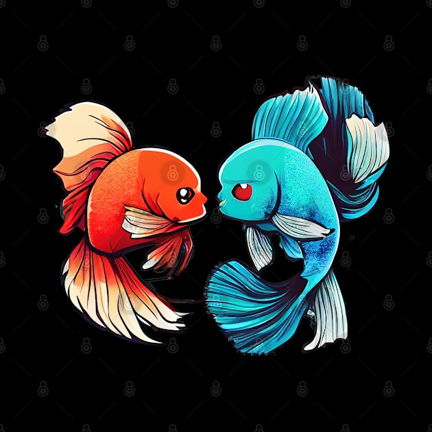 TWO COOL BETTA FISH FIGHTING by aiartify