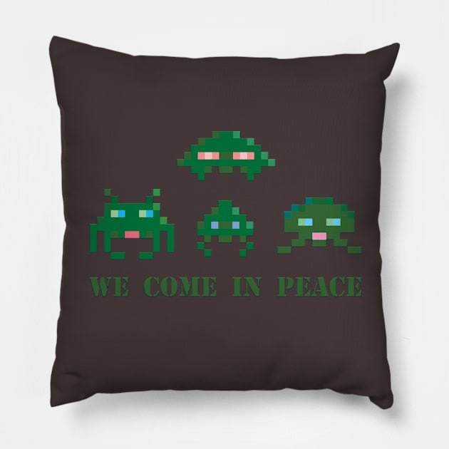 Retro gaming Space Invader Pillow by GerrardShuttleworthArt