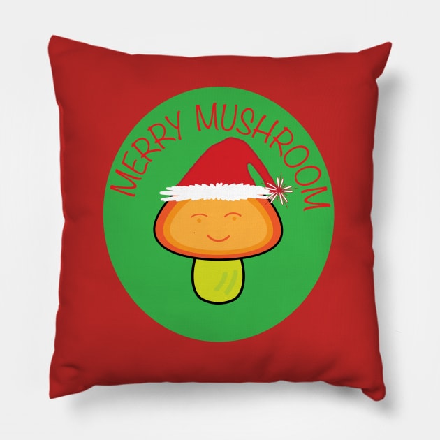 Kawaii Christmas Mushroom Design Pillow by FunLeemon