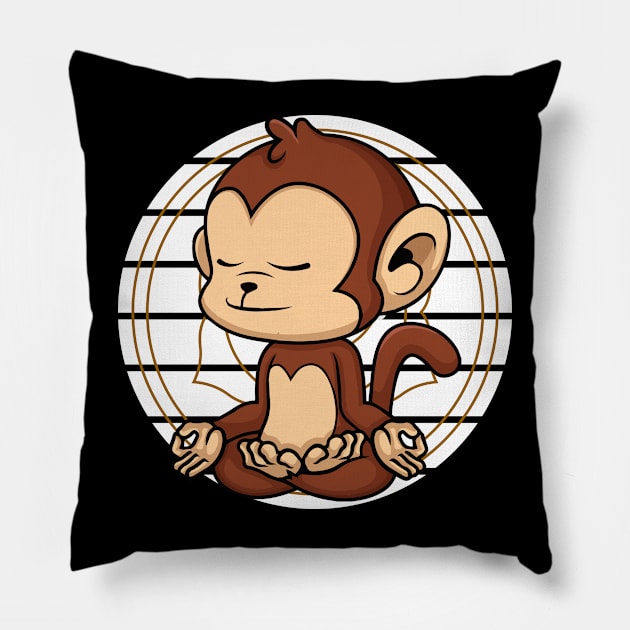 Yoga Nidra Zen Meditation Chakra Monkey Chimpanzee Pillow by sBag-Designs