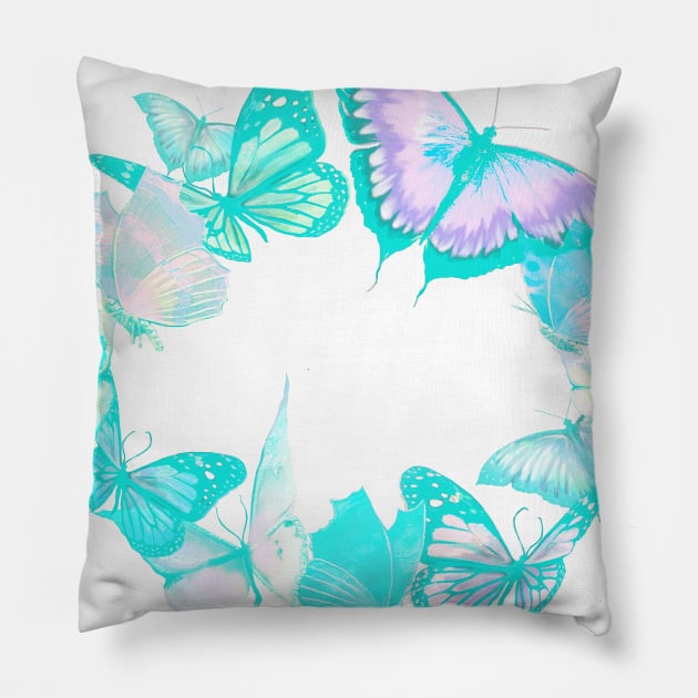 Teal Whimsical Wings Pillow by digitaldoodlers